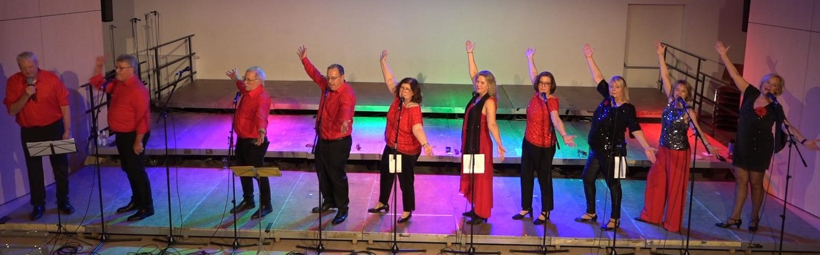 Die Show- und Gesangsformation „Gruppe Heinrich“ gratuliert der Harmonie mit auf den Verein umgetexteten Liedern zum 175-jährigen Vereinsbestehen
